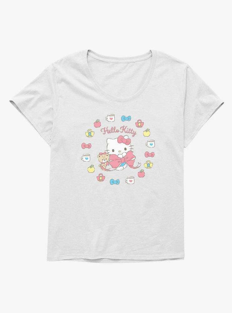 Hello Kitty Lovely Ribbon Bow Girls T-Shirt Plus