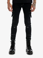 Social Collision Black Grommet Contrast Stitch Stinger Jeans