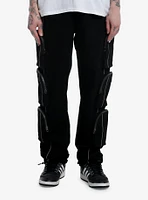 Black Zipper Cargo Pocket Pants