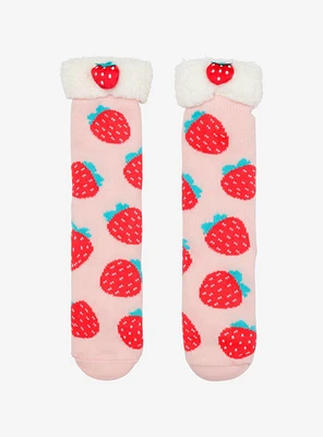 Strawberry Plush Cozy Slipper Socks