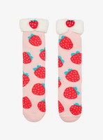 Strawberry Plush Cozy Slipper Socks