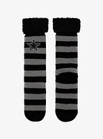 Black & Grey Stripe Star Cozy Slipper Socks