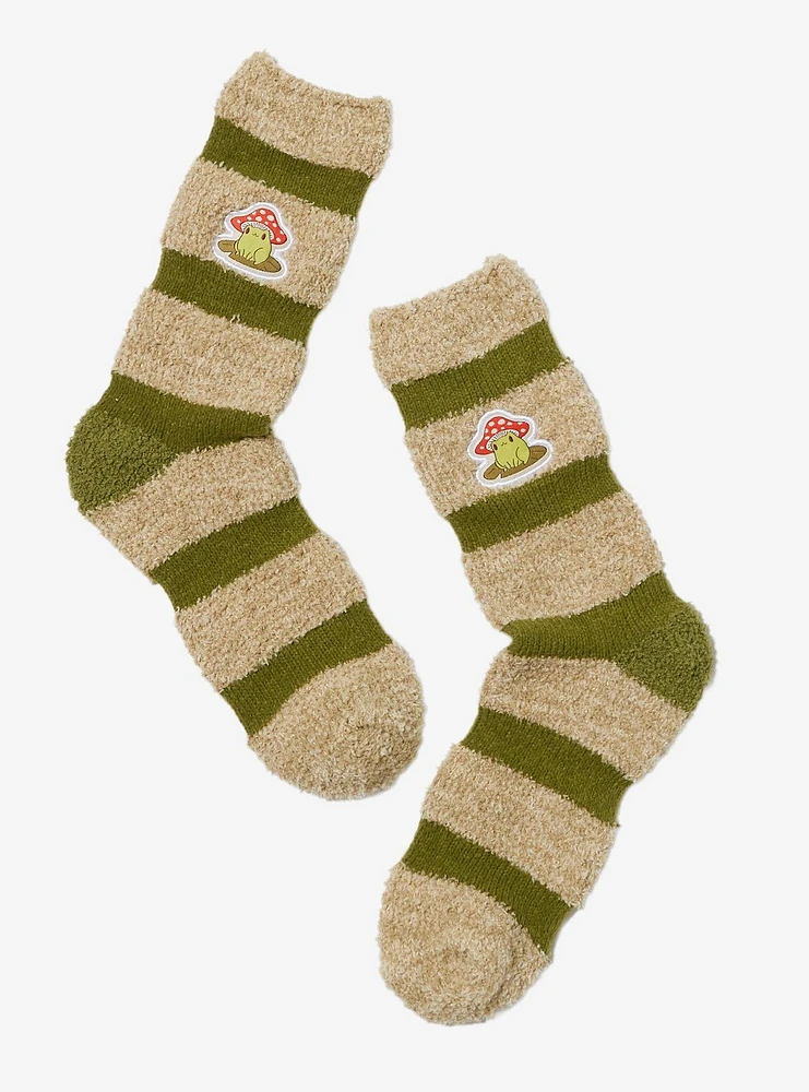 Mushroom Frog Stripe Fuzzy Socks