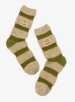 Mushroom Frog Stripe Fuzzy Socks