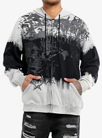 Social Collision Skull Dip Wash Oversized Hoodie