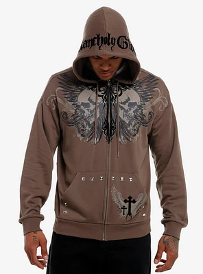 Social Collision Melancholy Skull Stud Hoodie