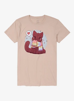 Cat Rainbow Scarf T-Shirt By Naomi Lord Art