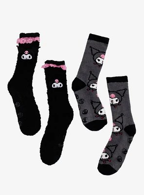 Kuromi Plush Ruffle Cozy Crew Socks Gift Set