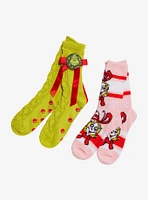 Dr. Seuss How The Grinch Stole Christmas! Grinch & Cindy Lou Cozy Slipper Socks 2 Pair