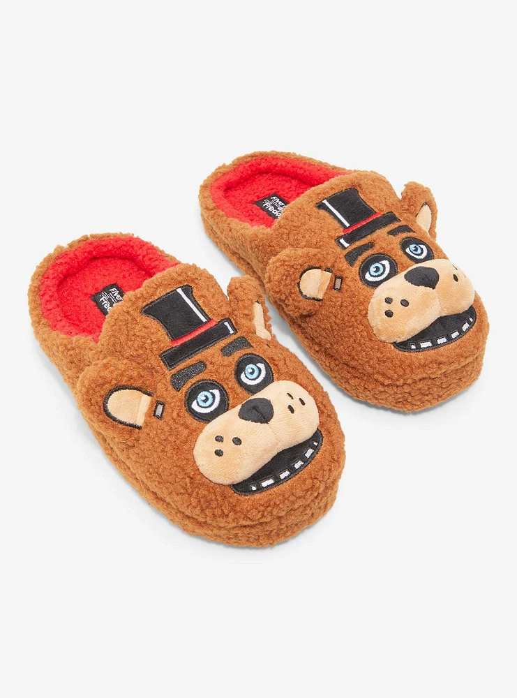 Five Nights At Freddy's Freddy Fazbear Fuzzy Plush Slippers Hot Topic Exclusive