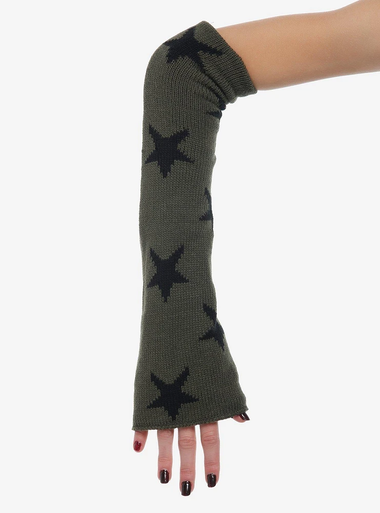 Olive Green Star Flare Arm Warmers