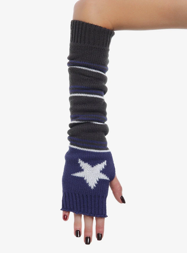 Navy & Grey Stripe Star Arm Warmers