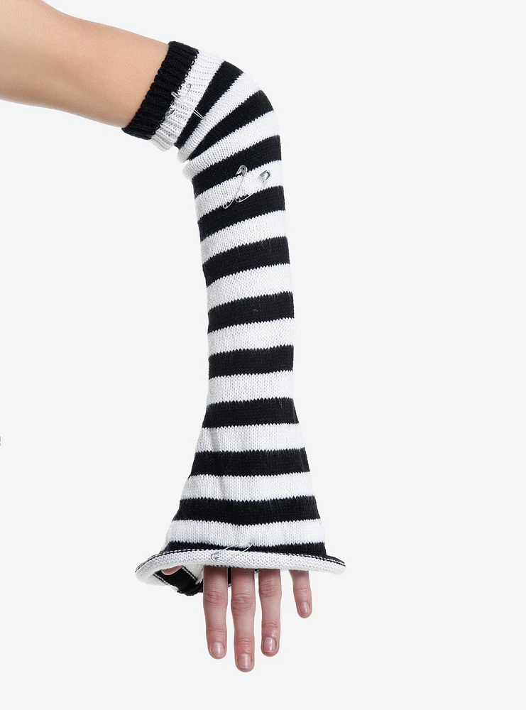 Black & White Stripe Safety Pin Flare Arm Warmers