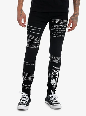 Social Collision Stay Away Printed Black Stinger Jeans