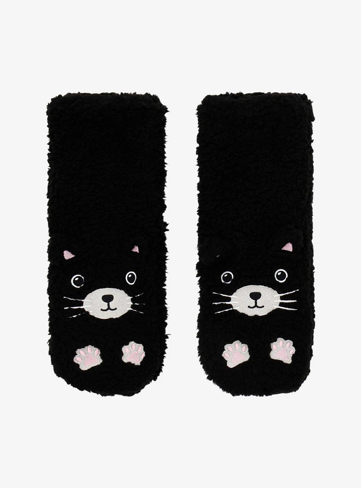 Black Cat Sherpa Cozy Slipper Socks