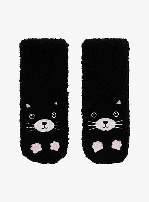 Black Cat Sherpa Cozy Slipper Socks