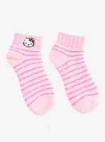 Hello Kitty Pink Stripe Fuzzy Ankle Socks