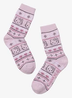 Hello Kitty Pink Fair Isle Cozy Socks