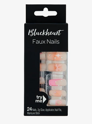 Blackheart Pink Bow Heart Press On Nail Set