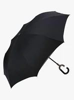 Reverse Closing Stick Umbrella Black Hearth