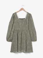 Studio Ghibli My Neighbor Totoro Floral Allover Print Long Sleeve Smock Dress - BoxLunch Exclusive