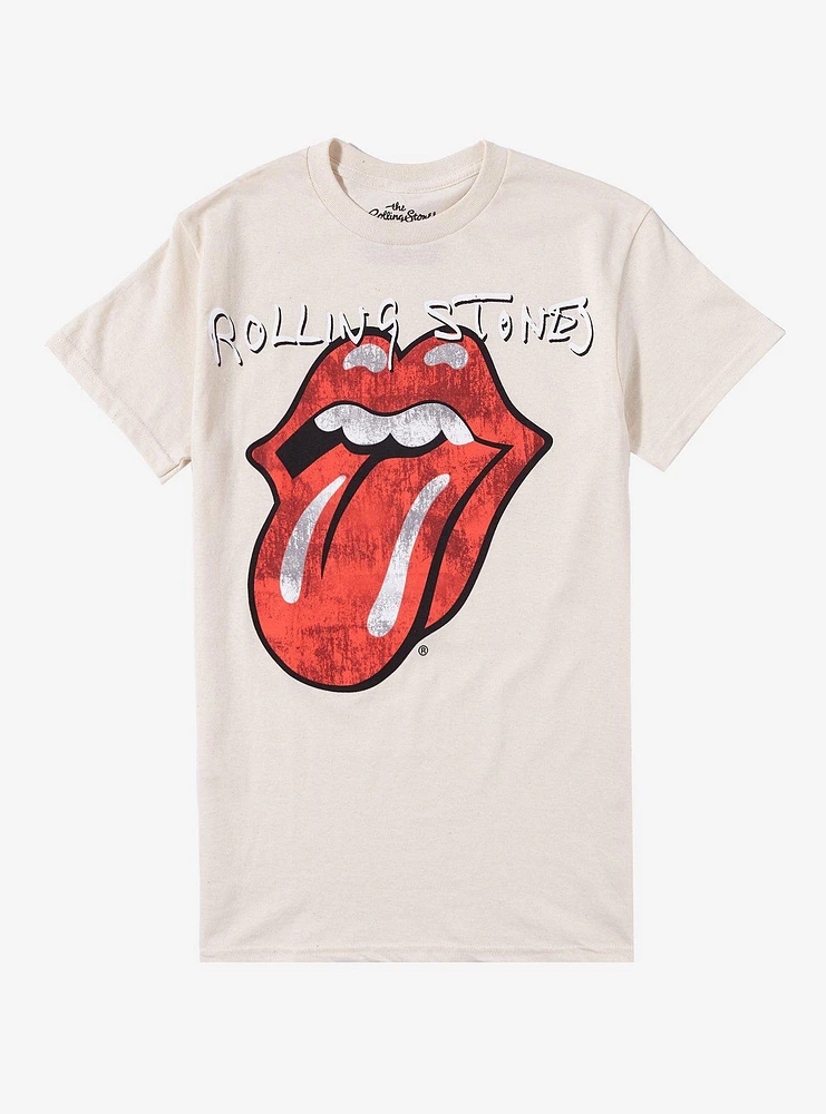 The Rolling Stones Tongue Tan Boyfriend Fit Girls T-Shirt