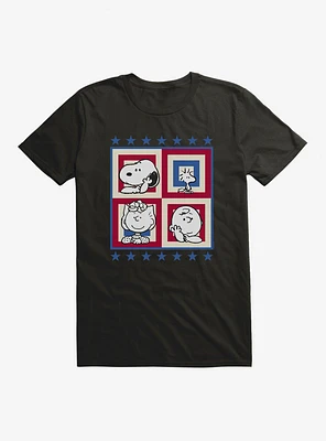 Peanuts Group Patriotic Squares T-Shirt