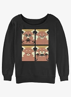 Disney Pixar Turning Red Meilin Panda Grid Girls Slouchy Sweatshirt