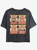 Disney Pixar Turning Red Meilin Panda Grid Girls Mineral Wash Crop T-Shirt
