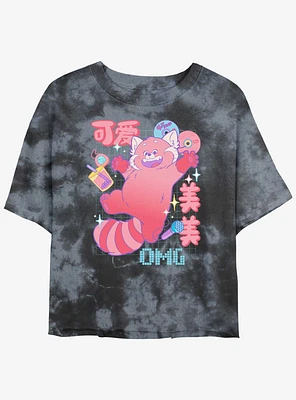 Disney Pixar Turning Red Meilin Panda Schematics Girls Tie-Dye Crop T-Shirt