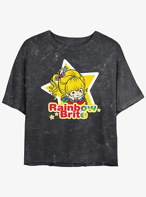 Rainbow Brite Star Badge Girls Mineral Wash Crop T-Shirt