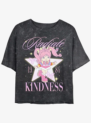 Rainbow Brite Tickled Pink Girls Mineral Wash Crop T-Shirt