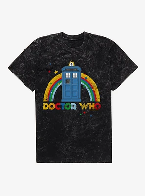 Doctor Who Tardis Rainbow Art Mineral Wash T-Shirt