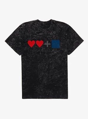 Doctor Who Two Hearts Plus Blue Box Mineral Wash T-Shirt