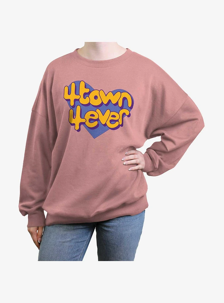 Disney Pixar Turning Red 4Town 4ever Heart Girls Oversized Sweatshirt