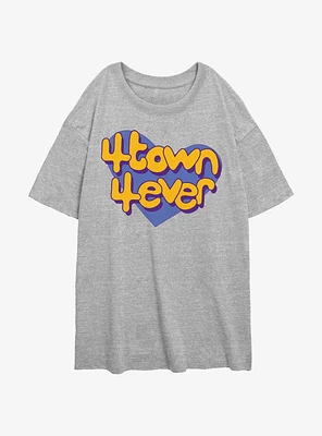 Disney Pixar Turning Red 4Town 4ever Heart Girls Oversized T-Shirt