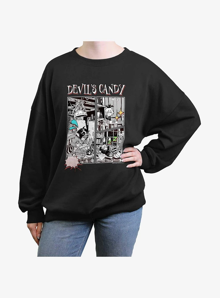 Devil's Candy Comic Panels Girls Oversized Sweatshirt