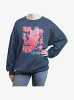 Disney Pixar Turning Red Meilin Panda Schematics Girls Oversized Sweatshirt