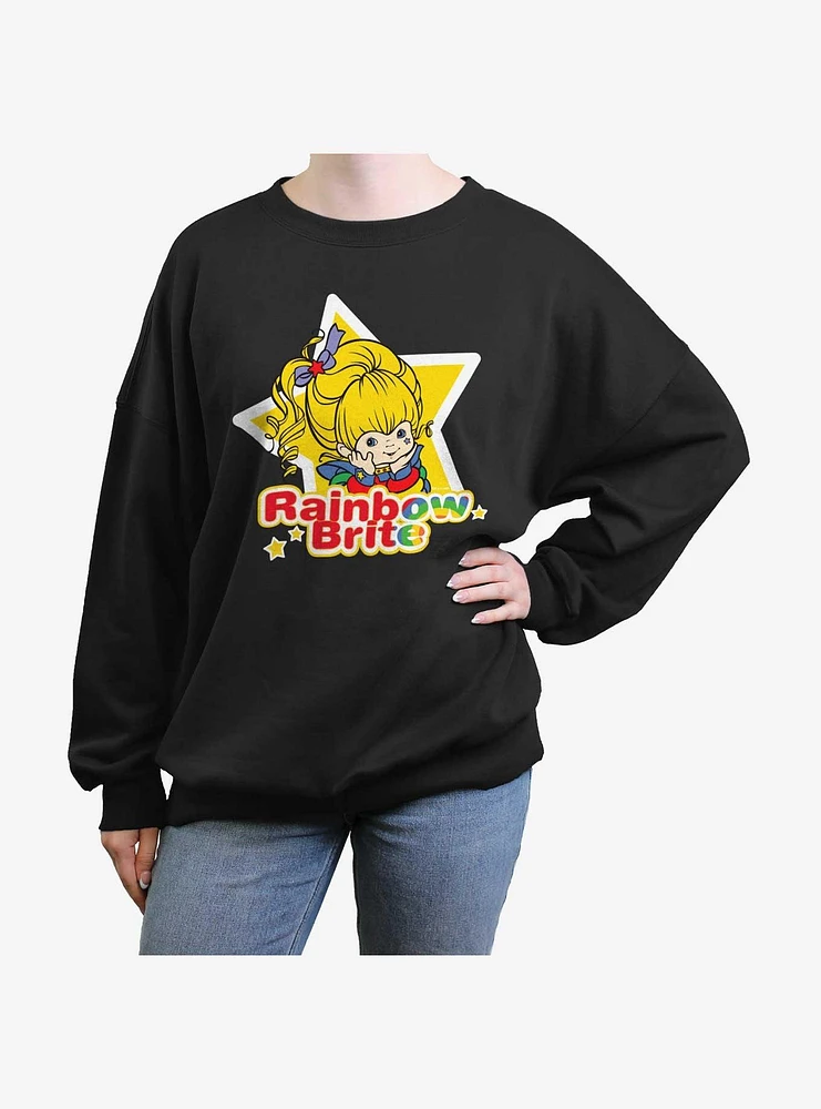 Rainbow Brite Star Badge Girls Oversized Sweatshirt