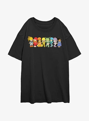 Rainbow Brite Line Up Girls Oversized T-Shirt