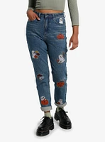 Thorn & Fable Autumn Ghost Embroidered Mom Jeans