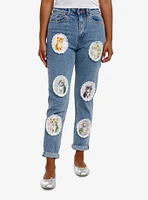 Sweet Society Cat Portrait Bow Mom Jeans