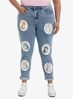 Sweet Society Cat Portrait Bow Mom Jeans Plus