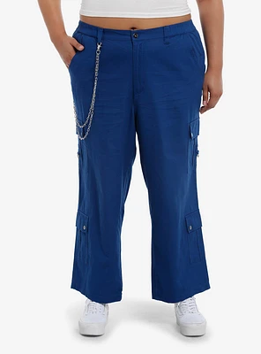 Blue Side Chain Cargo Skater Pants Plus