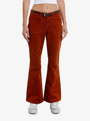 Burnt Orange Belted Corduroy Pants