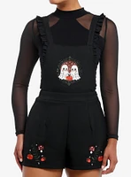 Thorn & Fable Ghost Mushroom Embroidered Shortalls