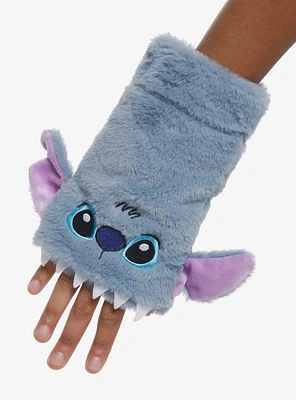 Stitch Biting Fuzzy Fingerless Gloves