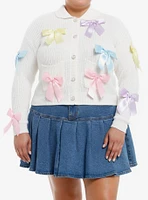 Sweet Society Pastel Bow Pearl Button Girls Cardigan Plus