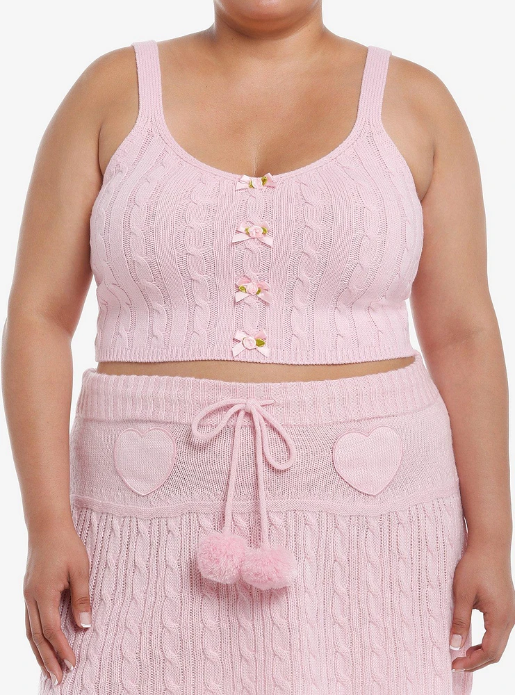 Sweet Society Pastel Pink Cable Knit Girls Cami Plus