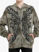 Thorn & Fable Skeleton Fairy Wings Tie-Dye Girls Hoodie